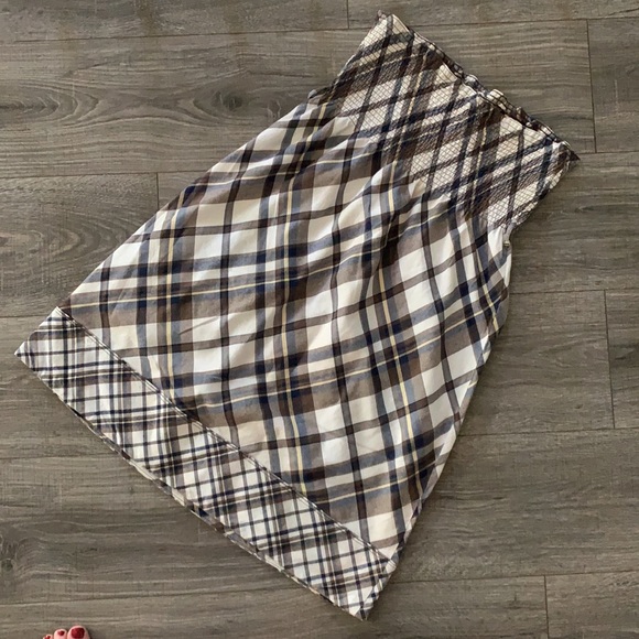 Abercrombie & Fitch Brown/Navy Plaid Strapless Dress Size L - Picture 3 of 6